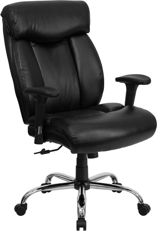 Flash Furniture GO-1235-BK-LEA-A-GG Hercules Series Black Leather Executive Swivel Office Chair With Adjustable Arms | Office Chairs | Modishstore