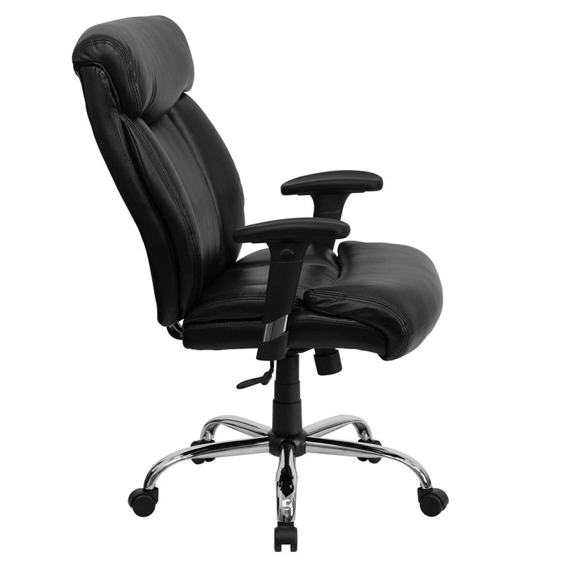 Flash Furniture GO-1235-BK-LEA-A-GG Hercules Series Black Leather Executive Swivel Office Chair With Adjustable Arms | Office Chairs | Modishstore - 4