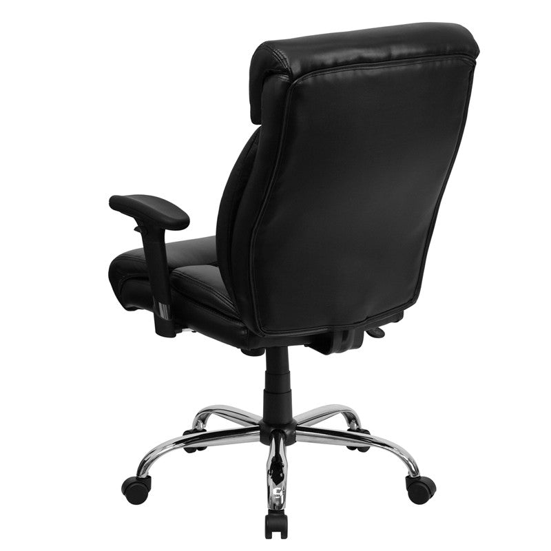 Flash Furniture GO-1235-BK-LEA-A-GG Hercules Series Black Leather Executive Swivel Office Chair With Adjustable Arms | Office Chairs | Modishstore - 3
