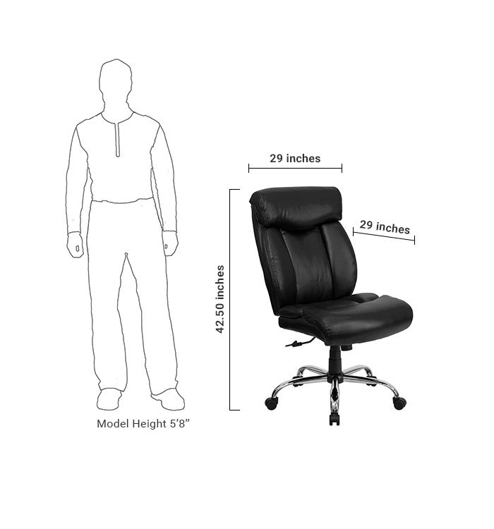 Flash Furniture GO-1235-BK-LEA-GG Hercules Series Black Leather Executive Swivel Office Chair | Office Chairs | Modishstore - 5