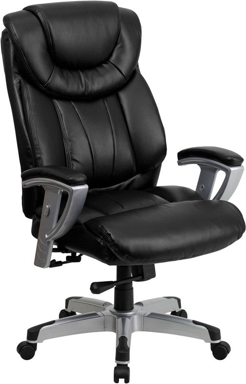 Flash Furniture GO-1534-BK-LEA-GG Hercules Series Black Leather Executive Swivel Office Chair With Adjustable Arms | Office Chairs | Modishstore
