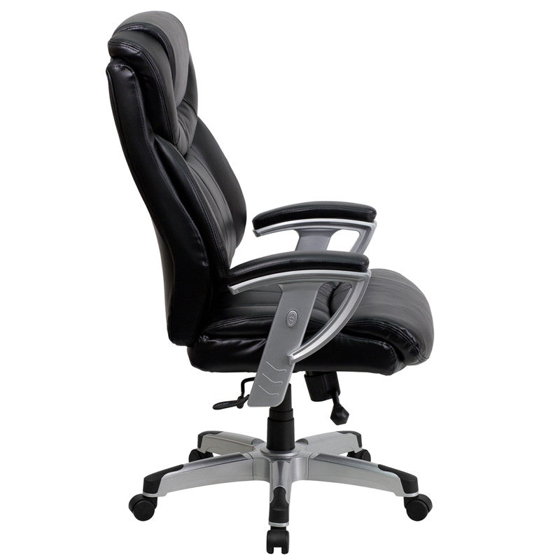 Flash Furniture GO-1534-BK-LEA-GG Hercules Series Black Leather Executive Swivel Office Chair With Adjustable Arms | Office Chairs | Modishstore - 4