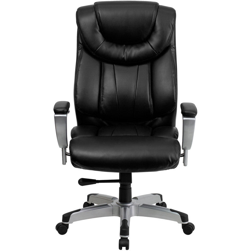Flash Furniture GO-1534-BK-LEA-GG Hercules Series Black Leather Executive Swivel Office Chair With Adjustable Arms | Office Chairs | Modishstore-2