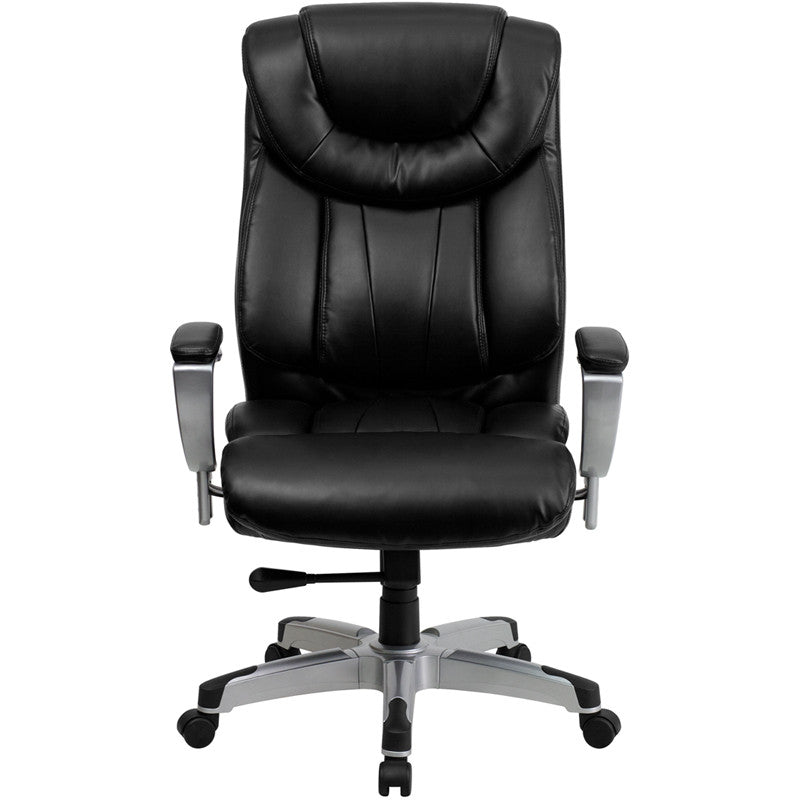 Flash Furniture GO-1534-BK-LEA-GG Hercules Series Black Leather Executive Swivel Office Chair With Adjustable Arms | Office Chairs | Modishstore - 2