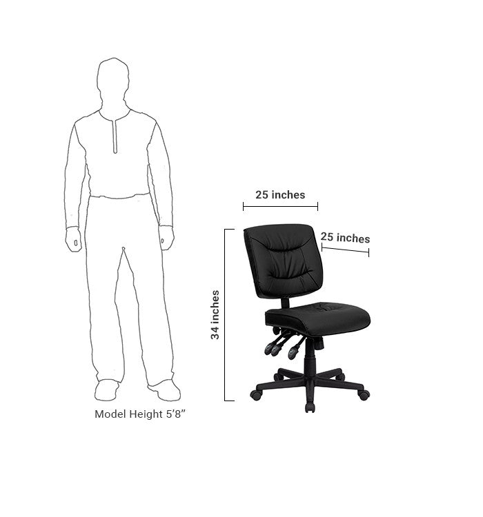 Flash Furniture Low Back Black Leather Multi-Functional Swivel Task Chair | Office Chairs | Modishstore - 5
