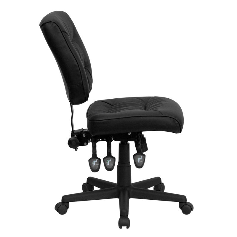 Flash Furniture Low Back Black Leather Multi-Functional Swivel Task Chair | Office Chairs | Modishstore - 4