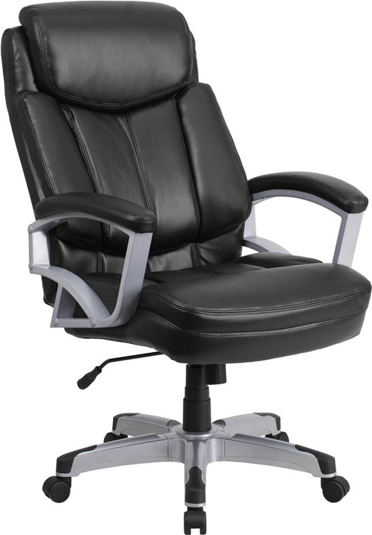 Flash Furniture GO-1850-1-LEA-GG Hercules Series Black Leather Executive Swivel Office Chair with Arms | Office Chairs | Modishstore
