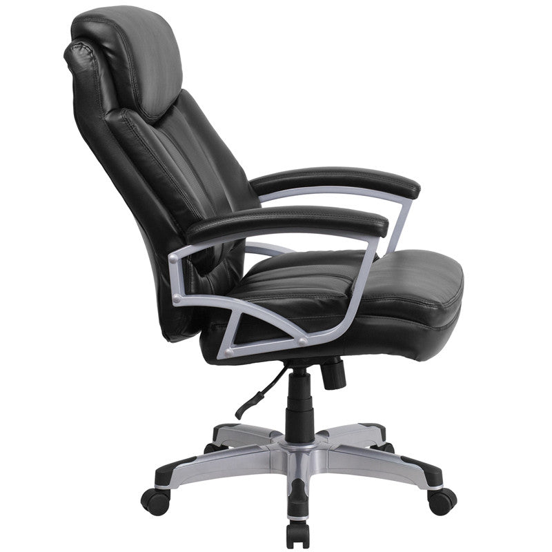 Flash Furniture GO-1850-1-LEA-GG Hercules Series Black Leather Executive Swivel Office Chair with Arms | Office Chairs | Modishstore - 4