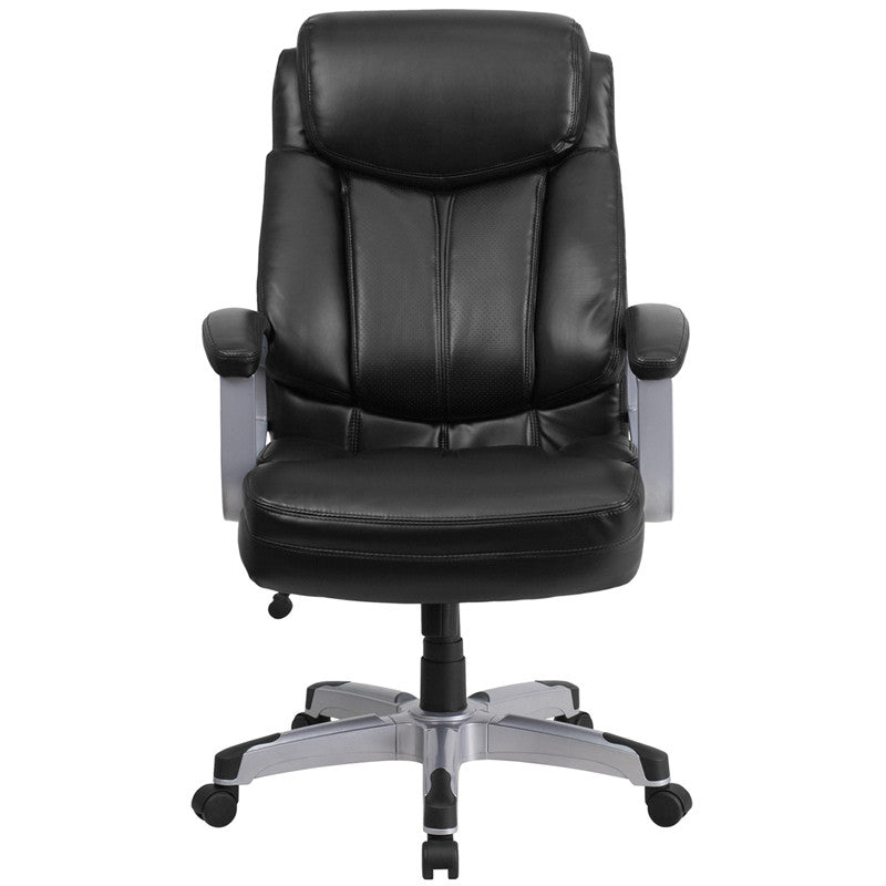 Flash Furniture GO-1850-1-LEA-GG Hercules Series Black Leather Executive Swivel Office Chair with Arms | Office Chairs | Modishstore - 2