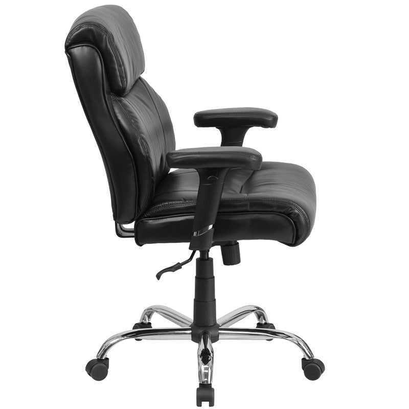 Flash Furniture GO-2031-LEA-GG Hercules Series, Black Leather Swivel Task Chair with Adjustable Arms | Office Chairs | Modishstore - 4