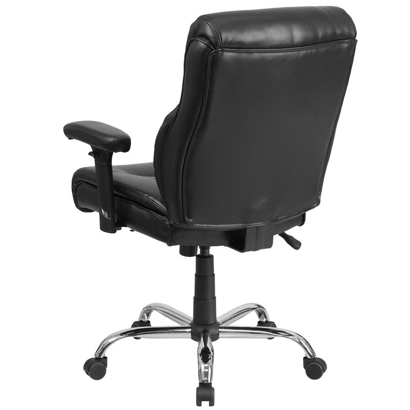 Flash Furniture GO-2031-LEA-GG Hercules Series, Black Leather Swivel Task Chair with Adjustable Arms | Office Chairs | Modishstore - 3