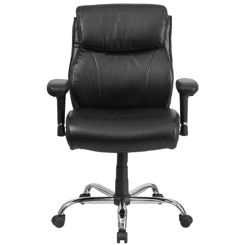 Flash Furniture GO-2031-LEA-GG Hercules Series, Black Leather Swivel Task Chair with Adjustable Arms | Office Chairs | Modishstore-2