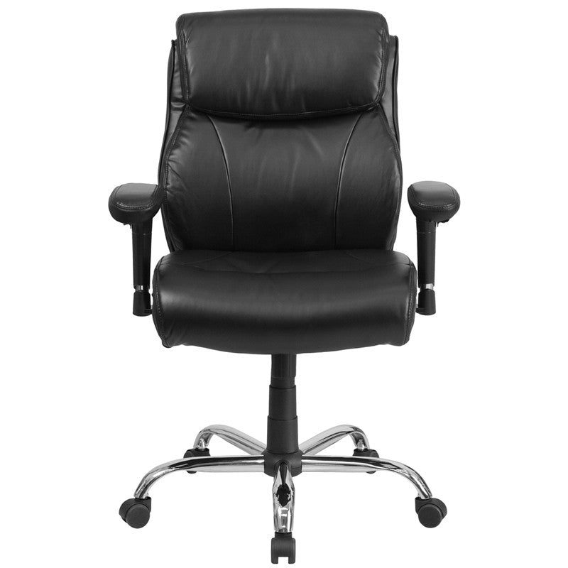 Flash Furniture GO-2031-LEA-GG Hercules Series, Black Leather Swivel Task Chair with Adjustable Arms | Office Chairs | Modishstore - 2