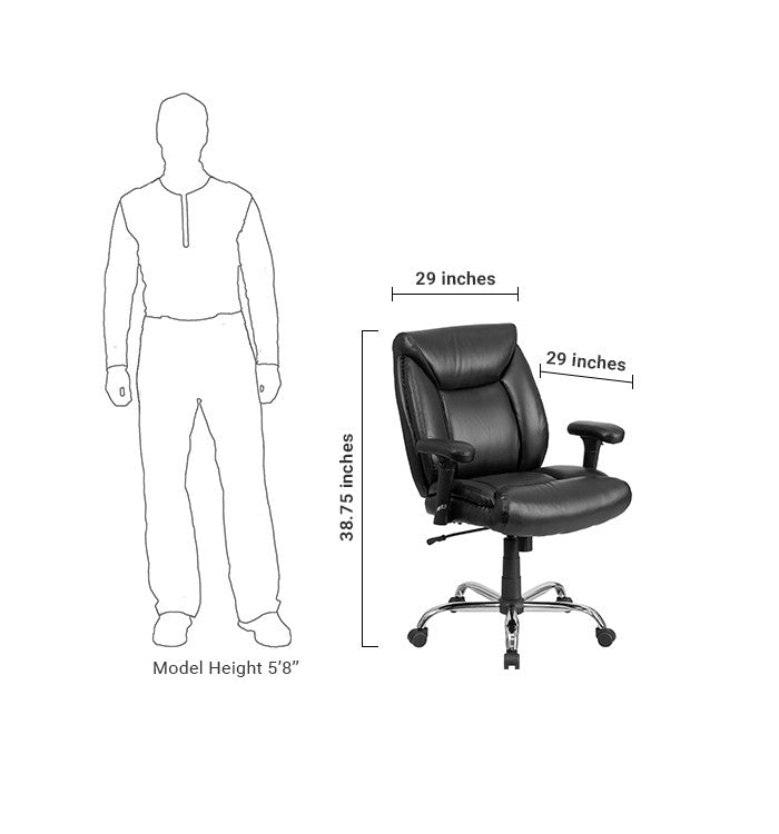 Flash Furniture GO-2073-LEA-GG Hercules Series Black Leather Swivel Task Chair with Adjustable Arms | Office Chairs | Modishstore - 5