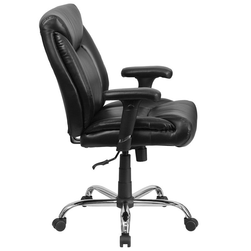 Flash Furniture GO-2073-LEA-GG Hercules Series Black Leather Swivel Task Chair with Adjustable Arms | Office Chairs | Modishstore - 4