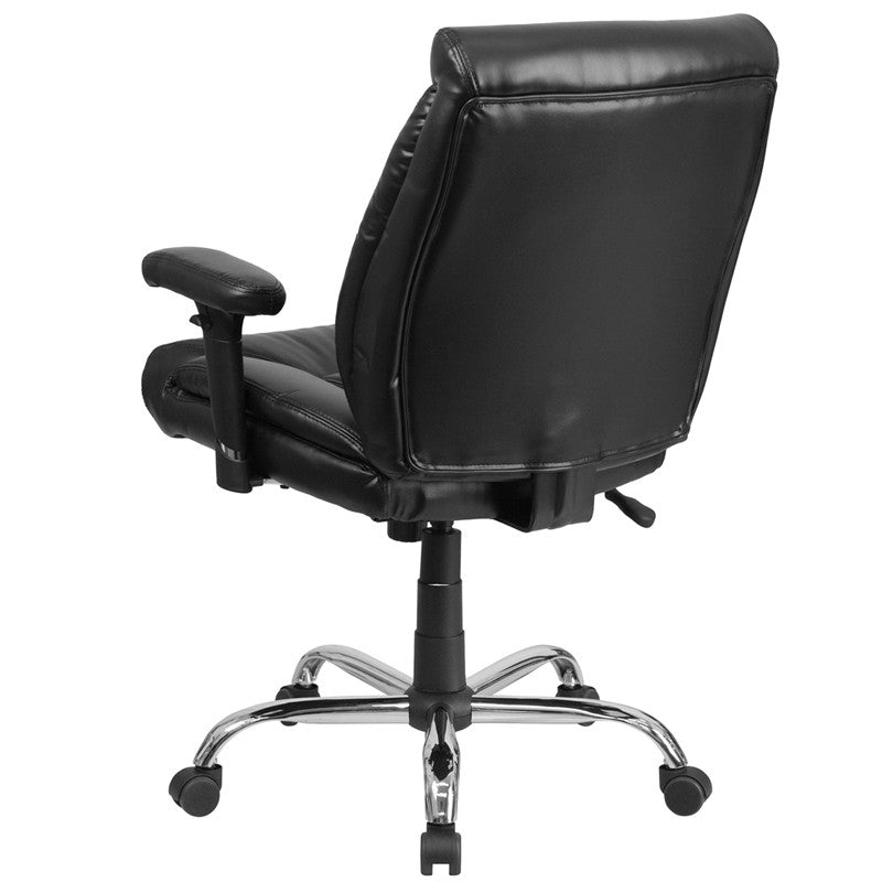 Flash Furniture GO-2073-LEA-GG Hercules Series Black Leather Swivel Task Chair with Adjustable Arms | Office Chairs | Modishstore - 3