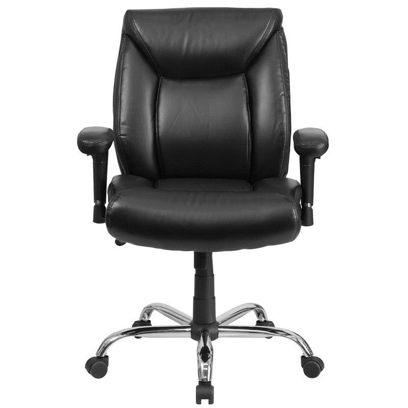 Flash Furniture GO-2073-LEA-GG Hercules Series Black Leather Swivel Task Chair with Adjustable Arms | Office Chairs | Modishstore - 2