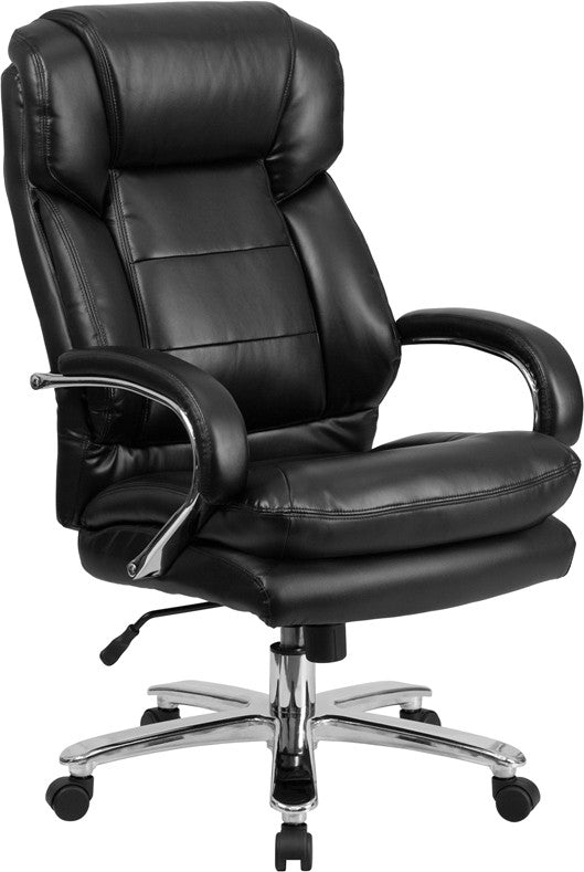 Flash Furniture Hercules Series GO-2078-LEA-GG Black Leather Executive Swivel Chair With Loop Arms | Office Chairs | Modishstore