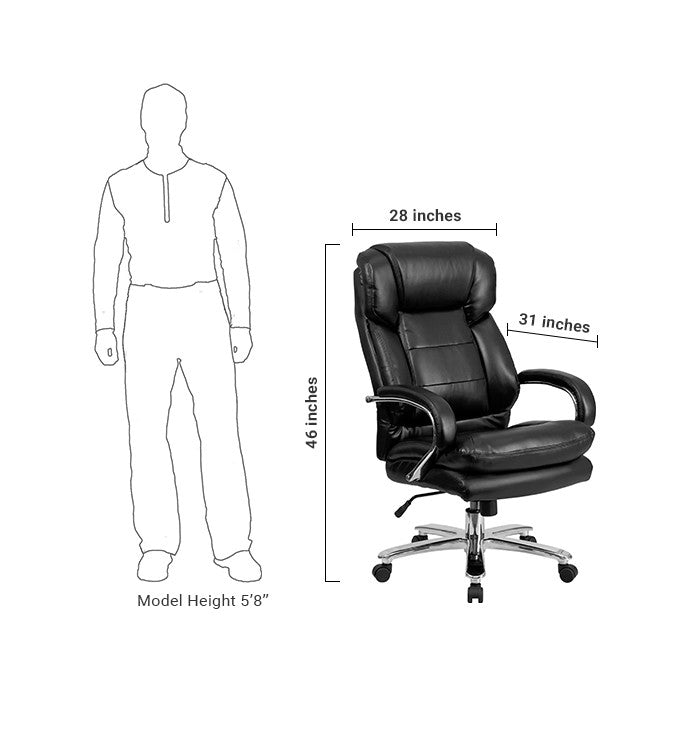Flash Furniture Hercules Series GO-2078-LEA-GG Black Leather Executive Swivel Chair With Loop Arms | Office Chairs | Modishstore - 5