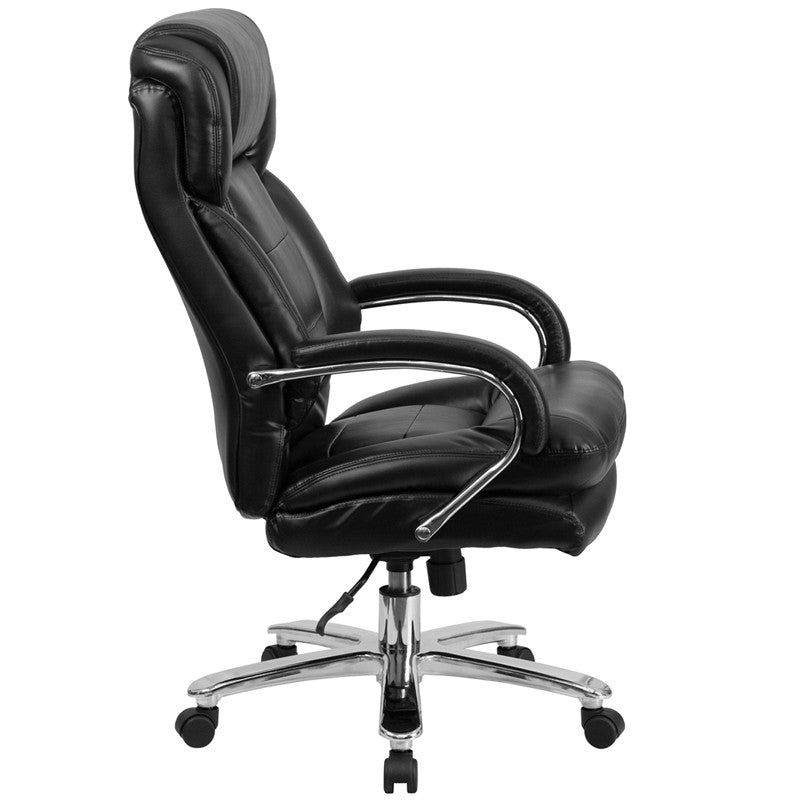 Flash Furniture Hercules Series GO-2078-LEA-GG Black Leather Executive Swivel Chair With Loop Arms | Office Chairs | Modishstore - 4