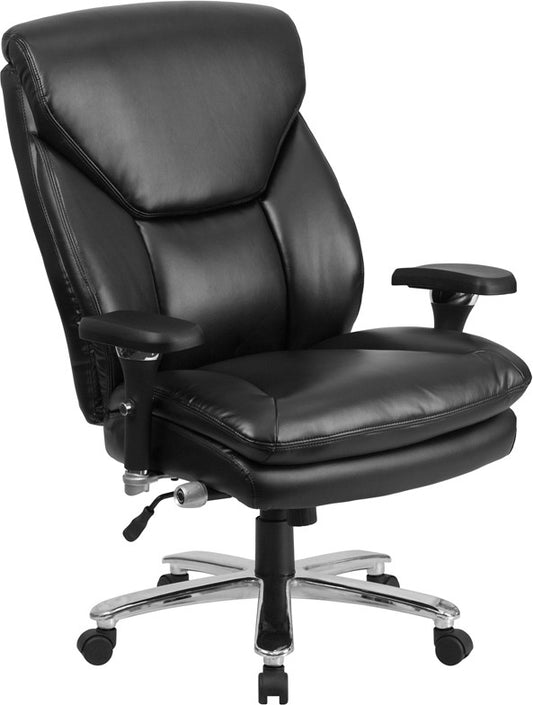 Flash Furniture GO-2085-LEA-GG Hercules Series, Black Leather Executive Swivel Chair With Lumbar Knob | Office Chairs | Modishstore