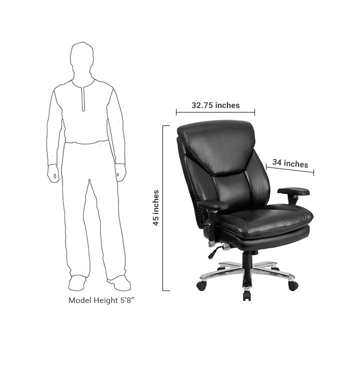 Flash Furniture GO-2085-LEA-GG Hercules Series, Black Leather Executive Swivel Chair With Lumbar Knob | Office Chairs | Modishstore - 5