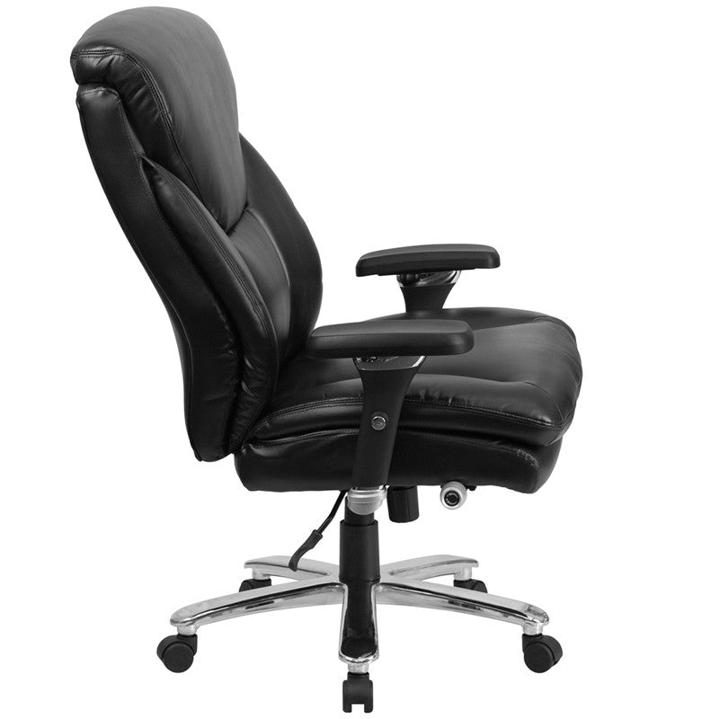 Flash Furniture GO-2085-LEA-GG Hercules Series, Black Leather Executive Swivel Chair With Lumbar Knob | Office Chairs | Modishstore - 3
