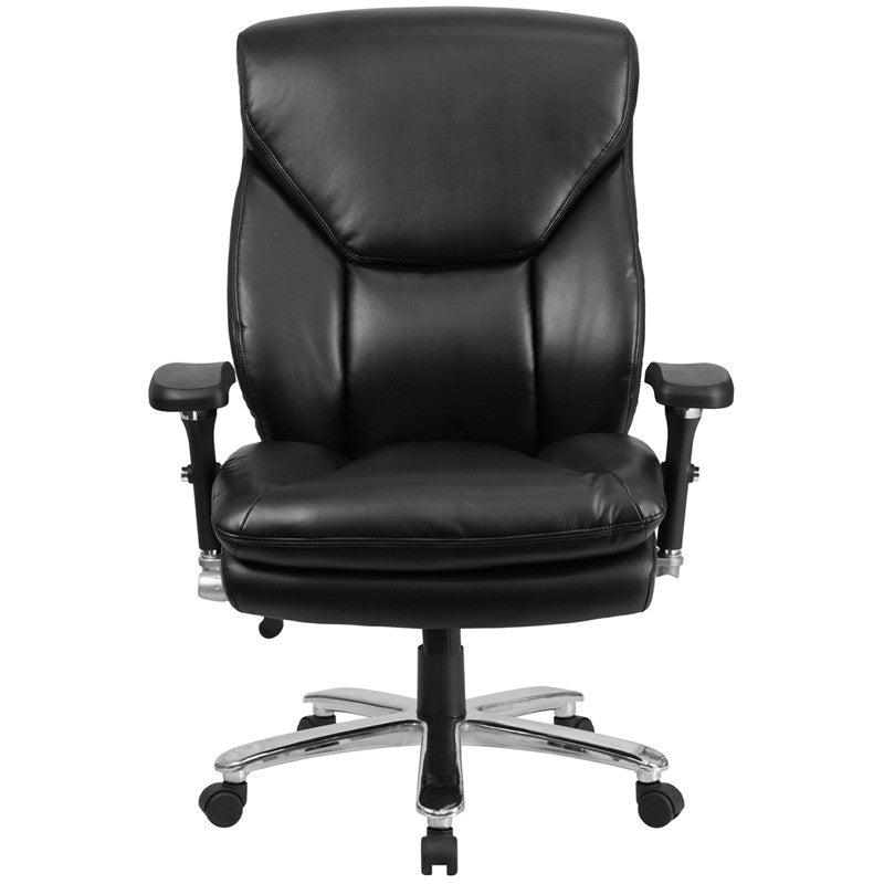 Flash Furniture GO-2085-LEA-GG Hercules Series, Black Leather Executive Swivel Chair With Lumbar Knob | Office Chairs | Modishstore - 4