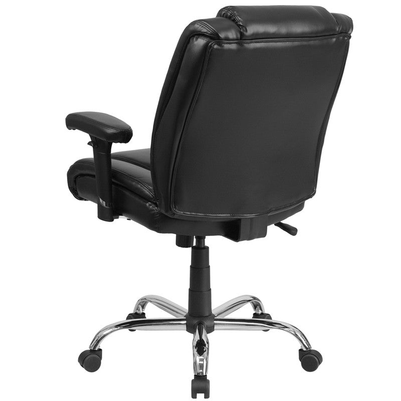 Flash Furniture GO-2132-LEA-GG Hercules Series, Black Leather Swivel Task Chair With Height Adjustable Arms | Office Chairs | Modishstore - 2