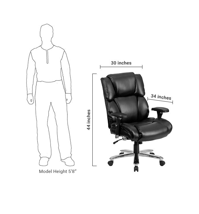 Flash Furniture GO-2149-LEA-GG Hercules Series, Black Leather Executive Swivel Chair | Office Chairs | Modishstore - 5