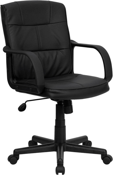 Flash Furniture Mid-Back Black Leather Swivel Task Chair With Nylon Arms | Office Chairs | Modishstore
