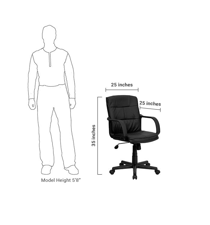 Flash Furniture Mid-Back Black Leather Swivel Task Chair With Nylon Arms | Office Chairs | Modishstore - 5