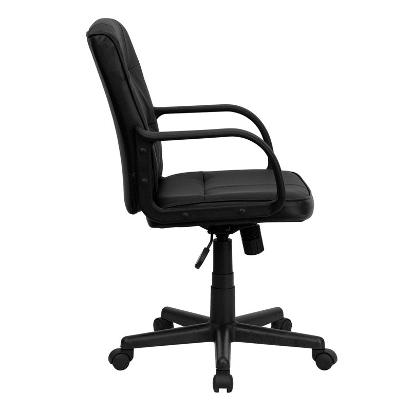Flash Furniture Mid-Back Black Leather Swivel Task Chair With Nylon Arms | Office Chairs | Modishstore - 2