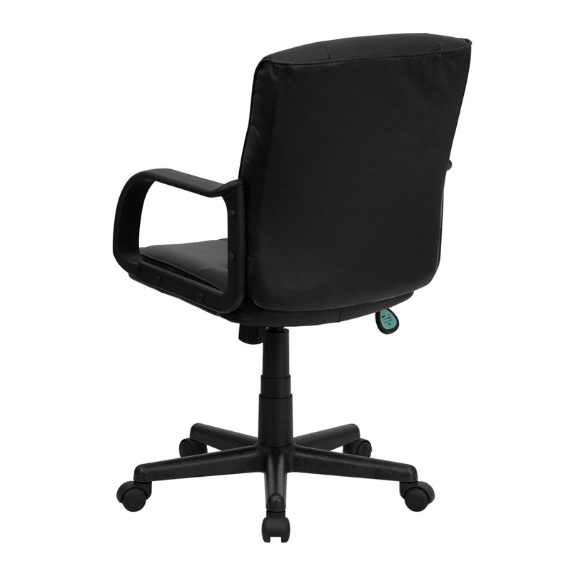 Flash Furniture Mid-Back Black Leather Swivel Task Chair With Nylon Arms | Office Chairs | Modishstore - 4