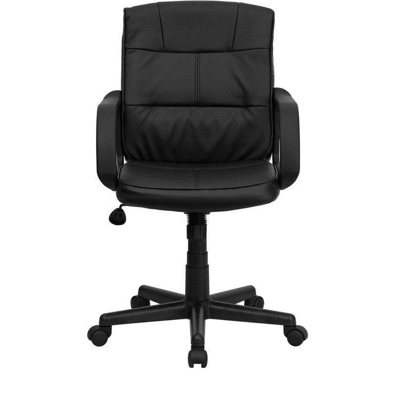 Flash Furniture Mid-Back Black Leather Swivel Task Chair With Nylon Arms | Office Chairs | Modishstore - 3