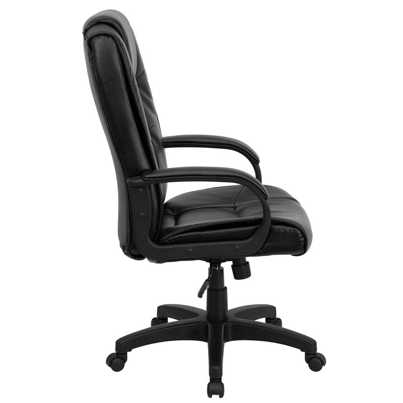Flash Furniture GO-5301B-BK-LEA-GG High Back Black Leather Executive Swivel Office Chair | Office Chairs | Modishstore - 4
