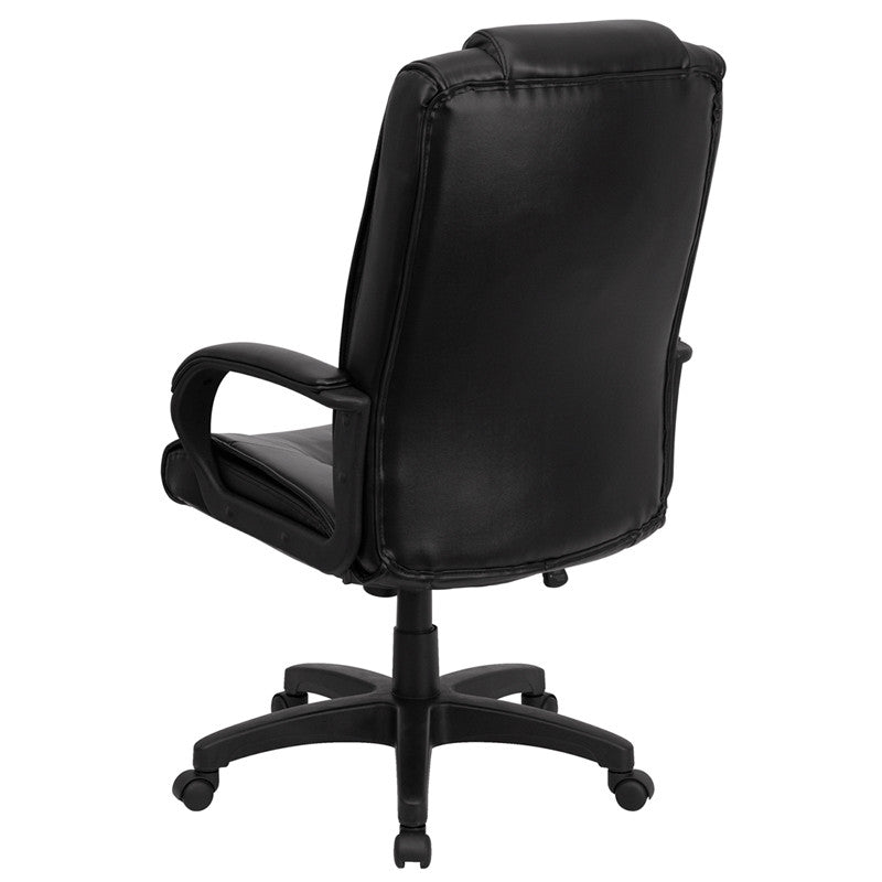 Flash Furniture GO-5301B-BK-LEA-GG High Back Black Leather Executive Swivel Office Chair | Office Chairs | Modishstore - 3