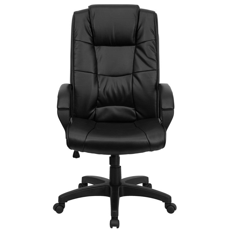 Flash Furniture GO-5301B-BK-LEA-GG High Back Black Leather Executive Swivel Office Chair | Office Chairs | Modishstore - 2