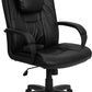 Flash Furniture GO-5301BSPEC-CH-BK-LEA-GG High Back Black Leather Executive Swivel Office Chair | Office Chairs | Modishstore