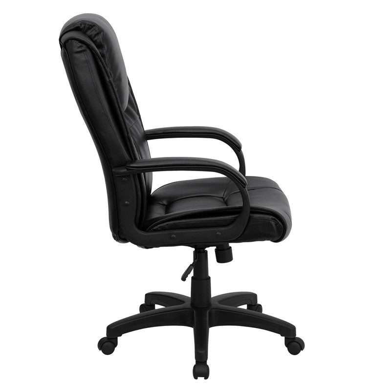 Flash Furniture GO-5301BSPEC-CH-BK-LEA-GG High Back Black Leather Executive Swivel Office Chair | Office Chairs | Modishstore - 4