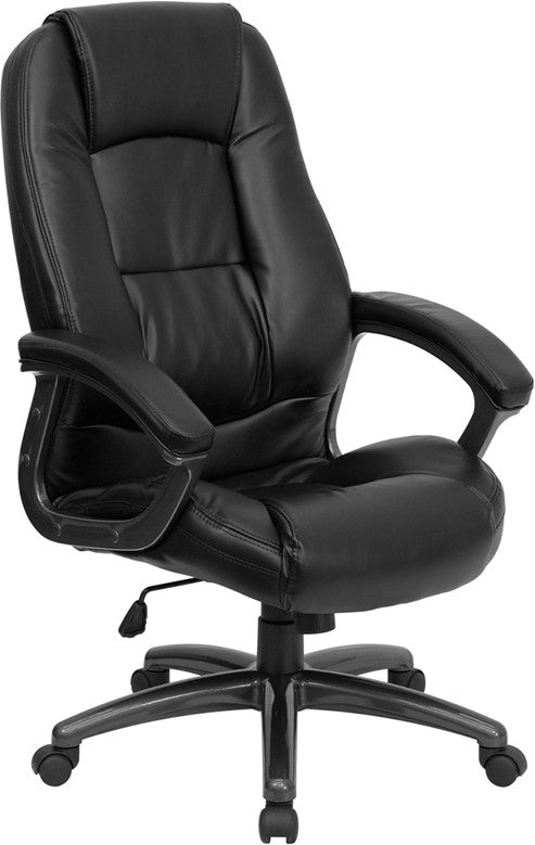 Flash Furniture GO-7145-BK-GG High Back Black Leather Executive Swivel Office Chair | Office Chairs | Modishstore