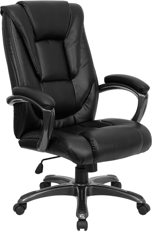 Flash Furniture GO-7194B-BK-GG High Back Black Leather Executive Swivel Office Chair | Office Chairs | Modishstore