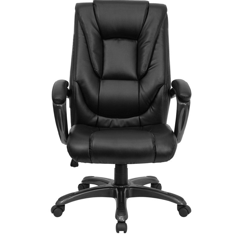 Flash Furniture GO-7194B-BK-GG High Back Black Leather Executive Swivel Office Chair | Office Chairs | Modishstore - 2
