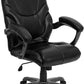 Flash Furniture GO-724H-BK-LEA-GG High Back Black Leather Overstuffed Executive Swivel Office Chair | Office Chairs | Modishstore - 1