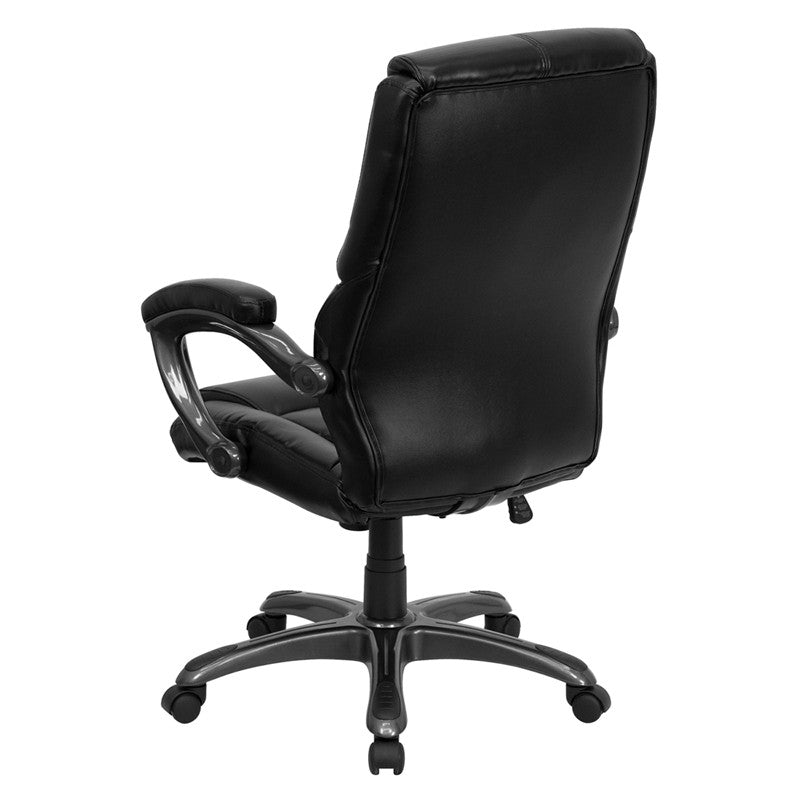 Flash Furniture GO-724H-BK-LEA-GG High Back Black Leather Overstuffed Executive Swivel Office Chair | Office Chairs | Modishstore - 3