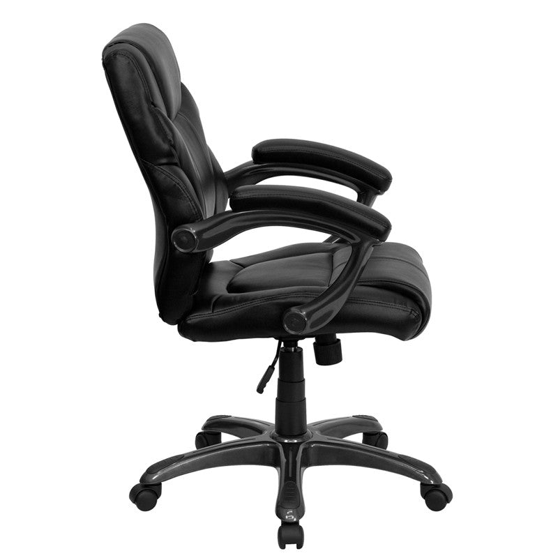 Flash Furniture Mid-Back Black Leather Overstuffed Swivel Task Chair | Office Chairs | Modishstore - 2