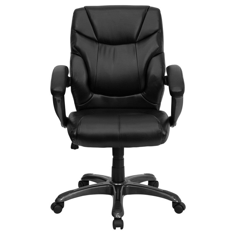 Flash Furniture Mid-Back Black Leather Overstuffed Swivel Task Chair | Office Chairs | Modishstore-3