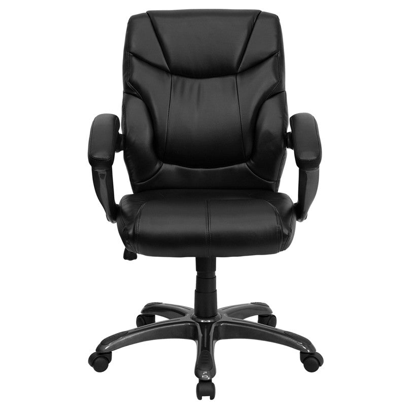 Flash Furniture Mid-Back Black Leather Overstuffed Swivel Task Chair | Office Chairs | Modishstore - 3