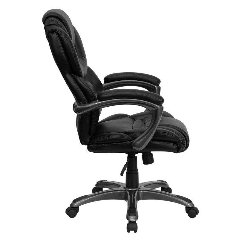 Flash Furniture High Back Black Leather Executive Swivel Office Chair With Leather Padded Loop Arms | Office Chairs | Modishstore - 3