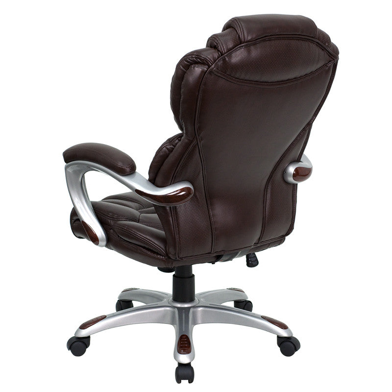 Flash Furniture High Back Brown Leather Executive Swivel Office Chair With Leather Padded Loop Arms | Office Chairs | Modishstore-2